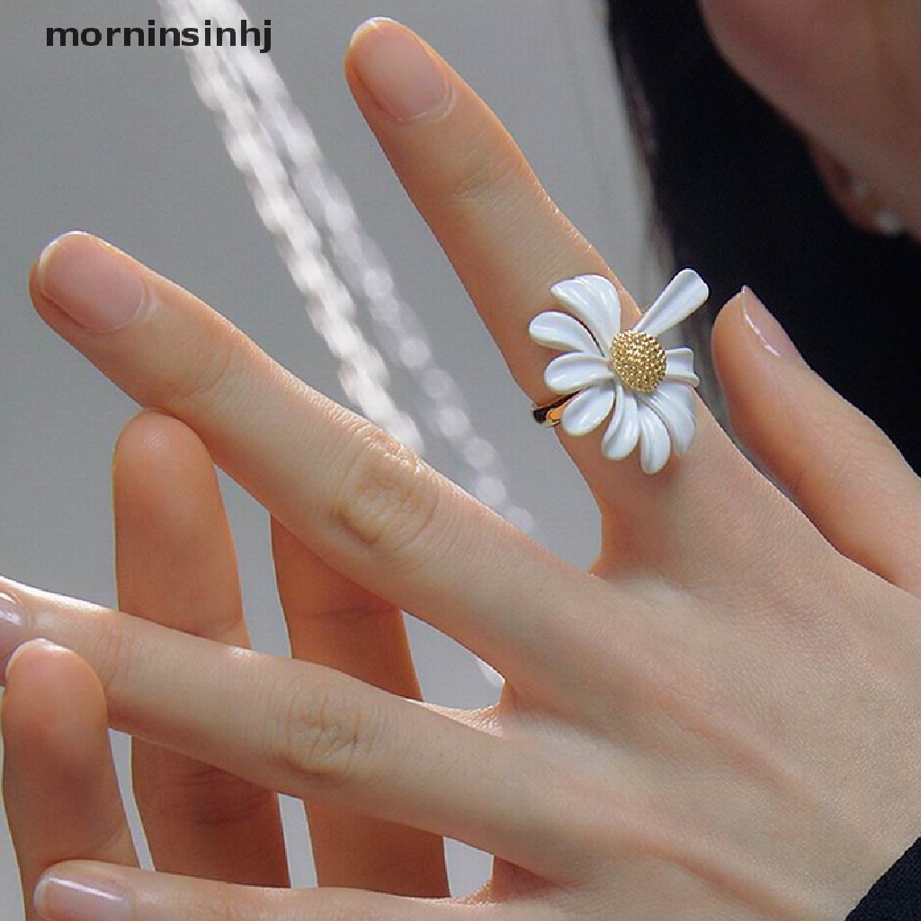 Mor Cincin Bunga Daisy Boho Model Terbuka Adjustable Untuk Wanita