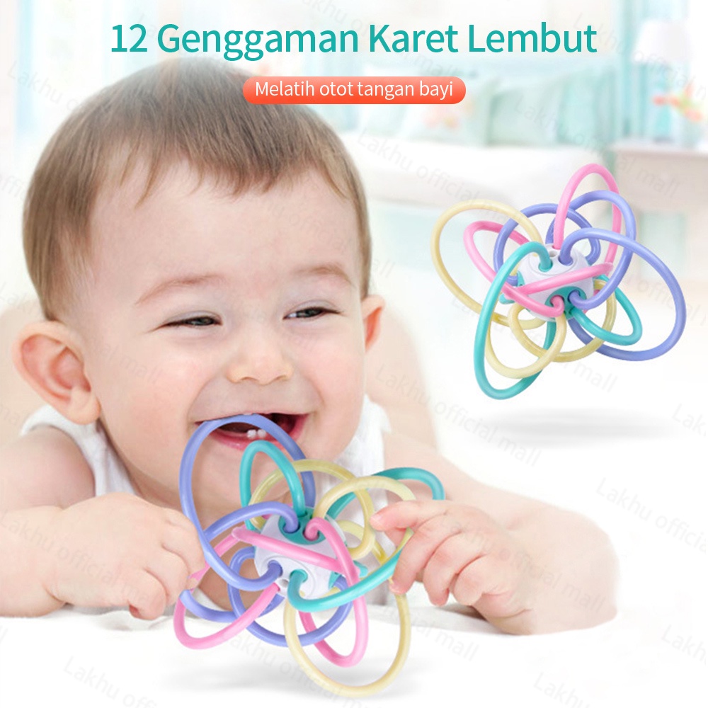 Lakhu Mainan gigitan teether bayi / mainan bayi bola Manhattan silikon