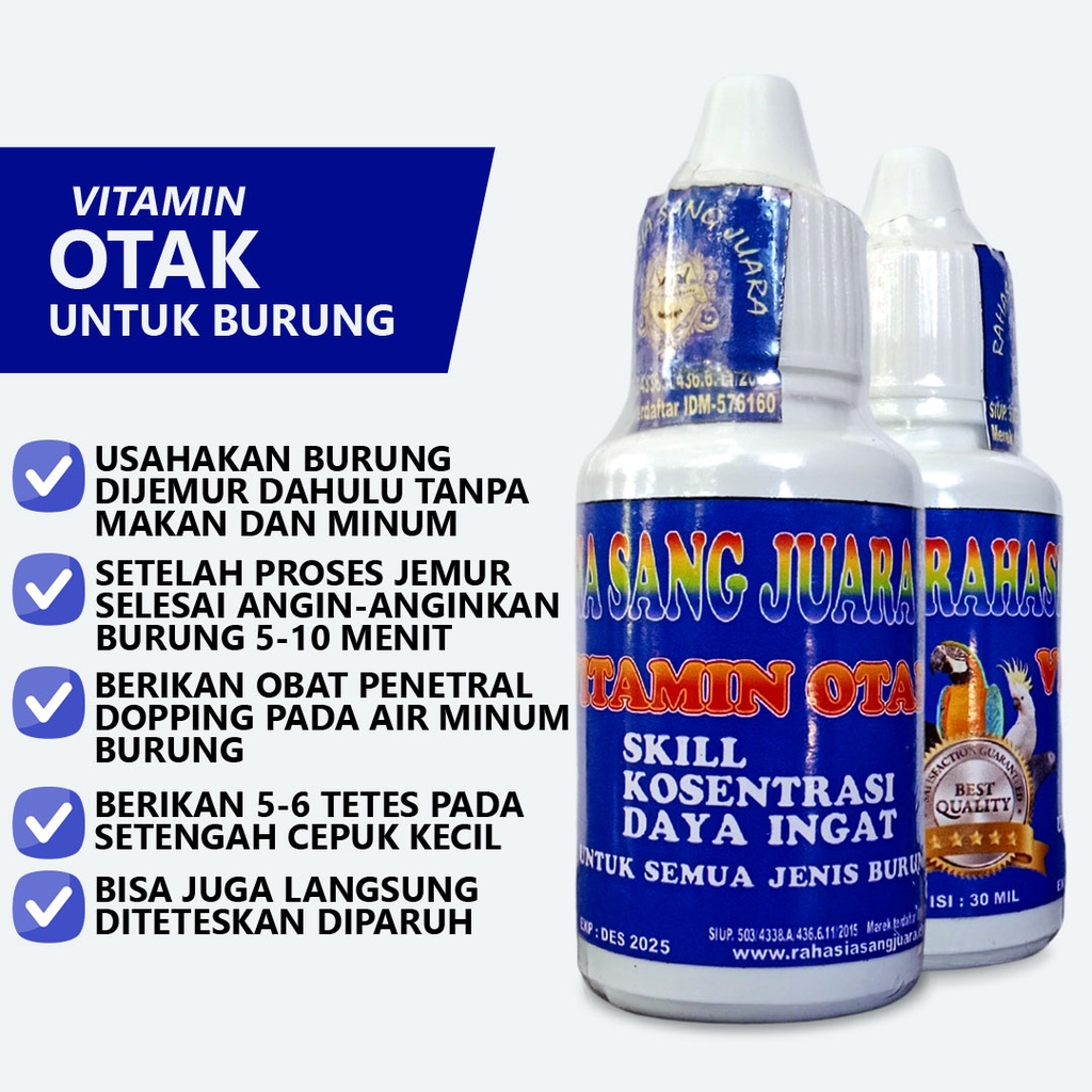 VITAMIN OTAK BURUNG | MENAMBAH DAYA INGAT BURUNG LEBIH TAJAM MEMPERMUDAH SKILL DAN DAYA KONSENTRASI