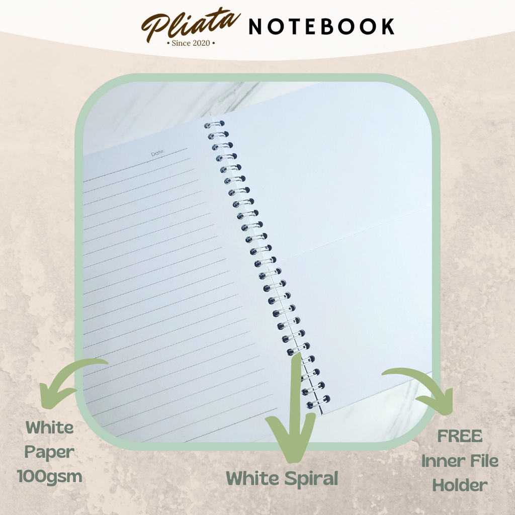 PLIATA NOTEBOOK SPIRAL - (PN7) Blue Flower - Softcover Doft Aesthetic Book Buku Tulis