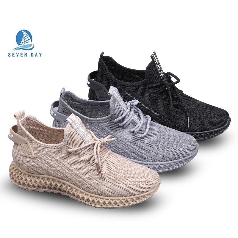 [GROSIR][COD] SEVEN_DAY SEPATU RAJUT WANITA OLAHRAGA IMPORT CASUAL KANVAS SHOES PINK QX-01