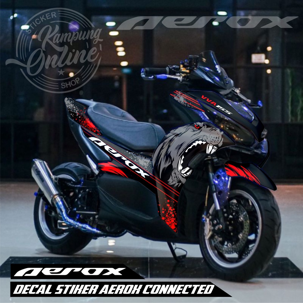 decal motor fullbody sticker aerox new connected striping sticker asesories motor variasi disain wol