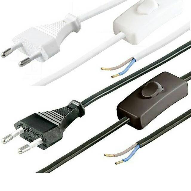 kabel saklar on of colokan cable power buntung sambungan tape lampu e27 untuk power supply trafo LED