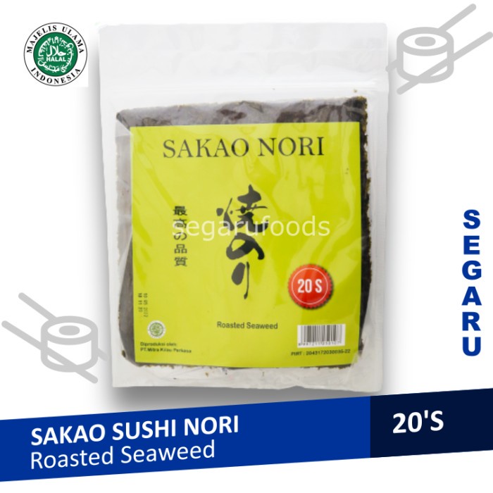 

TERLARIS Sakao Nori Sushi Nori 20 Lembar | Seaweed Rumput Laut Halal MUI