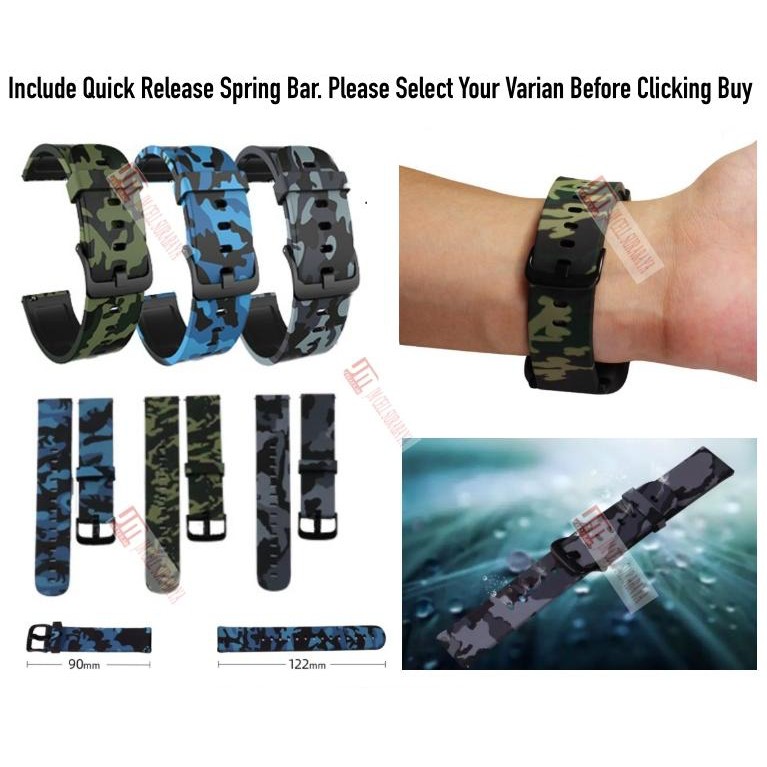 Strap Garmin Forerunner 645 / 245 / Seiko Monster - Tali Camo Army Rubber