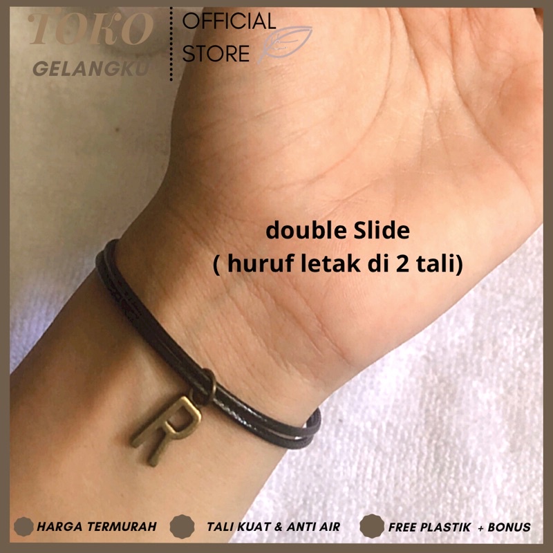 (A-Z) GELANG BRONZE HURUF GANTUNG ( BELI 10 FREE 1 GELANG POLOS ) / Gelang Tali Huruf Inisial Pria Wanita / Gelang Couple Sahabat Pacar / Bracelet initial Abjad