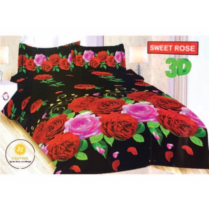 Sprei BONITA Motif Terbaru BUNGA 3D Disperse (BISA COD) Madison, Sweet Rose, Nikita, Puspasari, Natasha