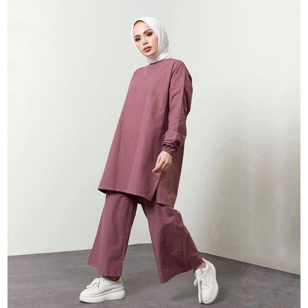 One Set Rose / Setelan Blouse dan Celana Kulot Simple Kekinian | Hijabdaily