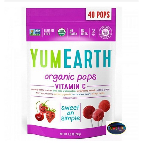 

YumEarth, Organic Pops, Vitamin C, Assorted Flavors, 40 Pops