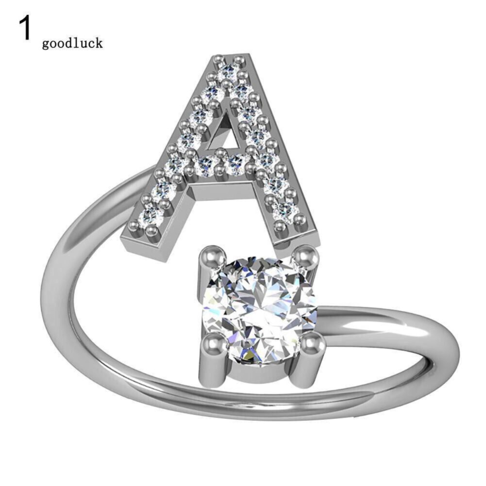 (COD) Cincin Wanita Cincin Motif Huruf Alfabet Inggris Silver Import c3-1 Quality A-T B18