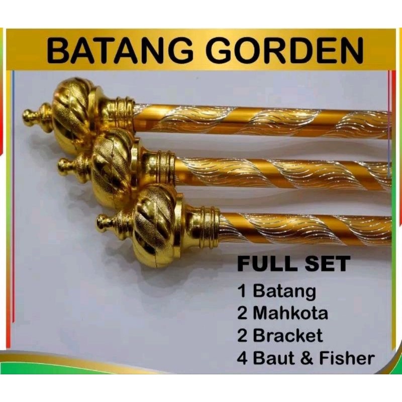 Batang Rell Tiang Penyangga Hordeng Gorden Rolet Full Set panjang 0,5 meter 100 , 150 M , 2 ( 200 cm)