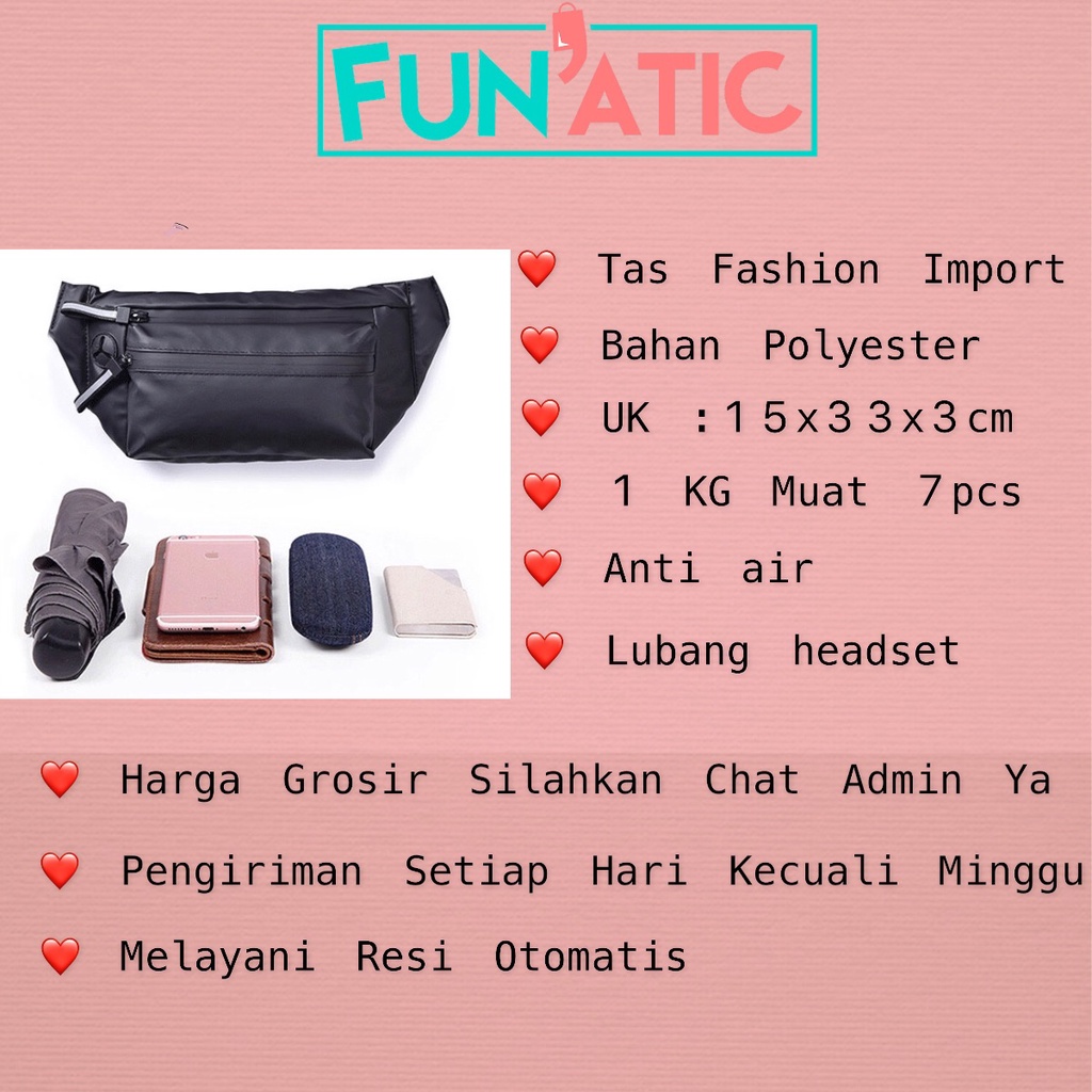 Funatic Tas Selempang Anti Air Unisex Import Fashion Waistbag Distro Uk 15 x 33 x 3cm FA936