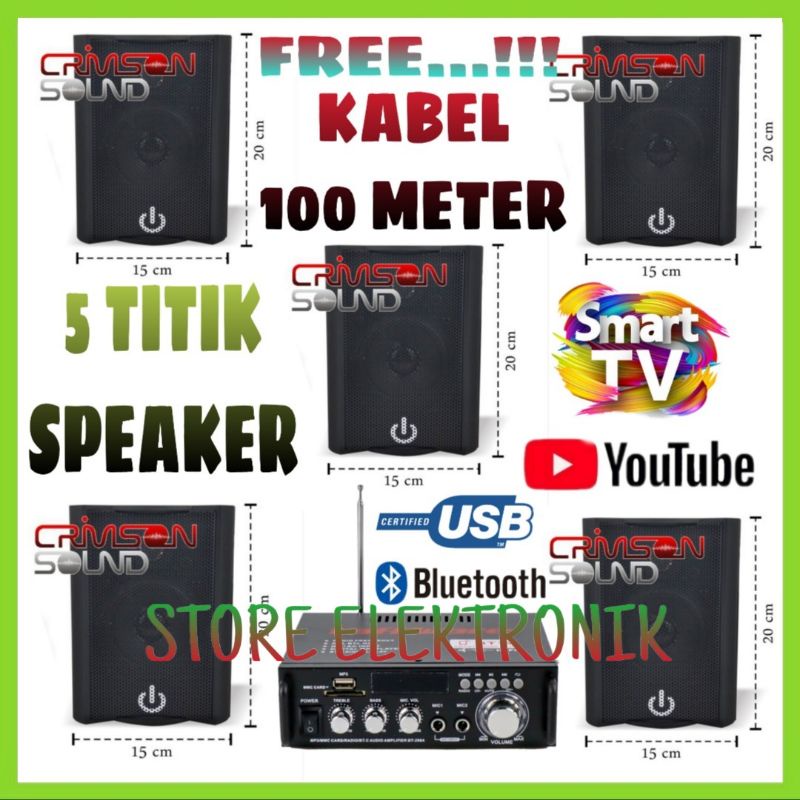 Sale...!!! Paket Sound Cafe Gantung 5 Titik Amplifier Bluetooth Usb..!