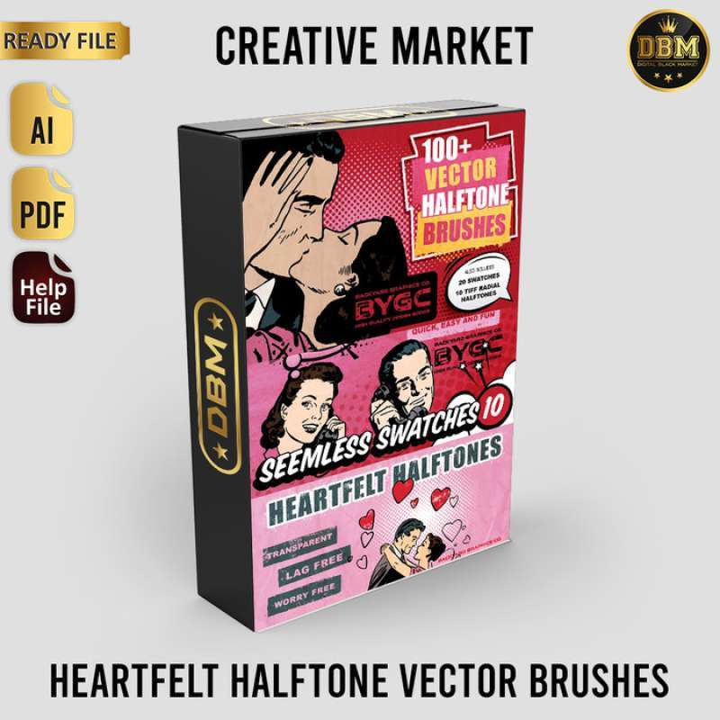 Heartfelt Halftone Vector Brushes - Vector Designs