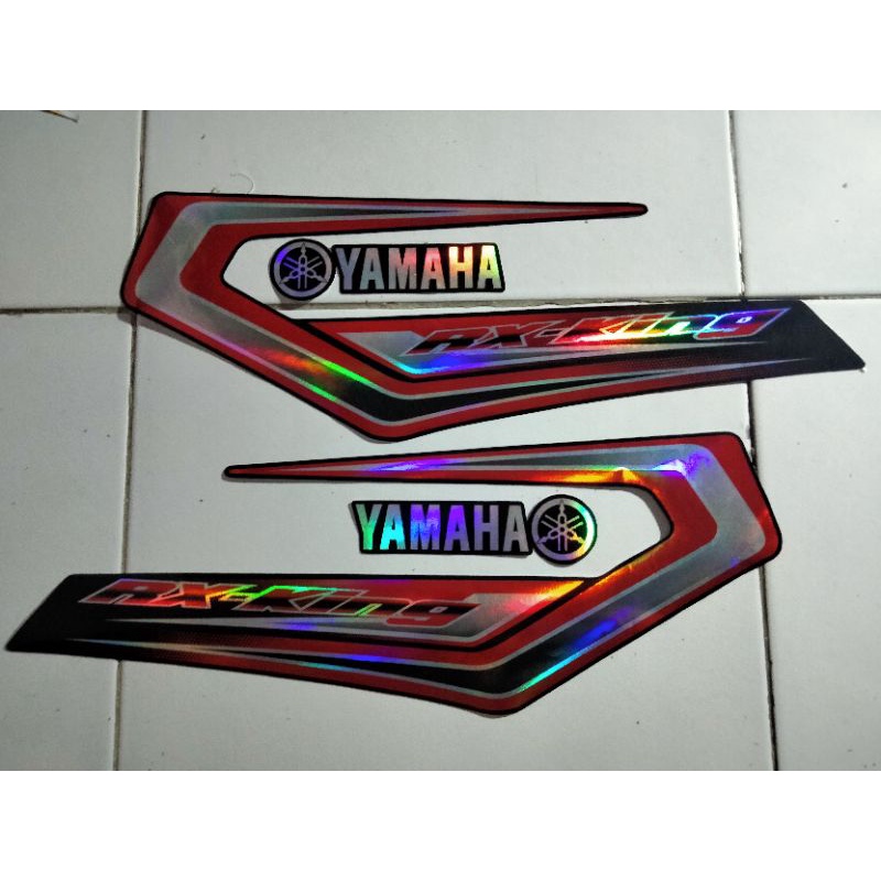 striping stiker RX king custom hologram versi 1-Merah hitam tangki