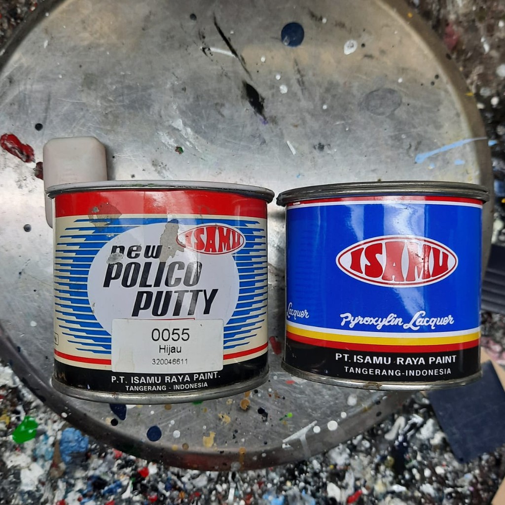 Dempul ISAMU 300g + Hdr- Warna Hijau- Dempul Besi Kayu Plastik