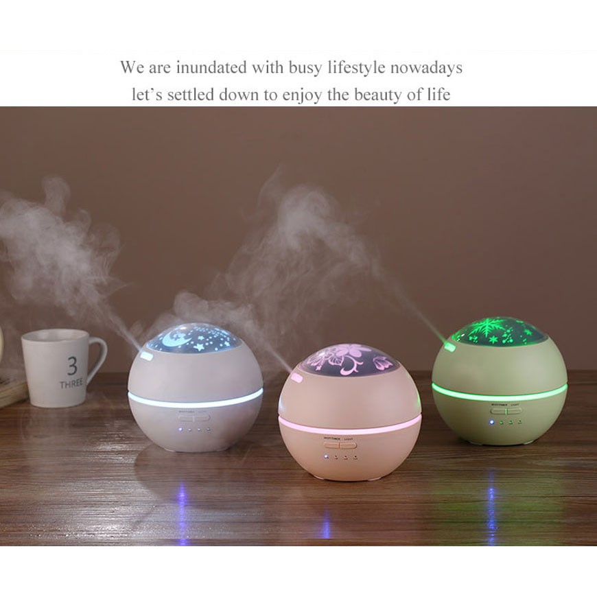 Romantic Projection Light and Shadow Aroma Diffuser Essential Oil Mist Humidifier 7 Colors LED 150ml