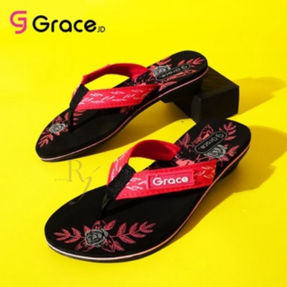 GRACE [CAMELIA 01] Sandal Jepit Simple Wanita Helen/ Sandal Cewek FLAT Spon Japit Bunga