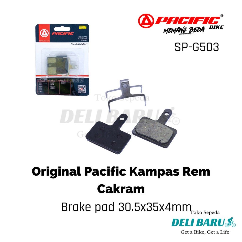 Kampas rem pacific sepeda MTB model segi untuk cakram Shimano, Tektro, dan Promax