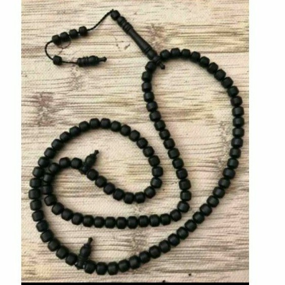TASBIH KAYU KELOR HITAM KALIMANTAN/TASBIH KAYU BERTUAH 8MM MODEL TABUNG/TASBIH KAYU 99 BUTIR