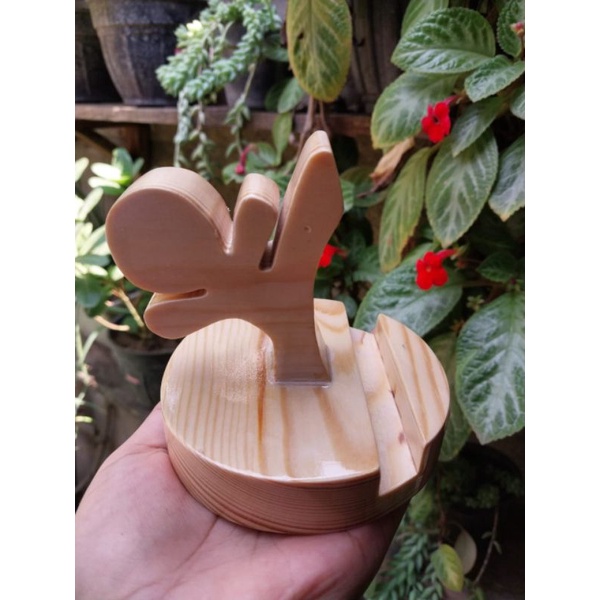 phone holder kayu sandaran hp