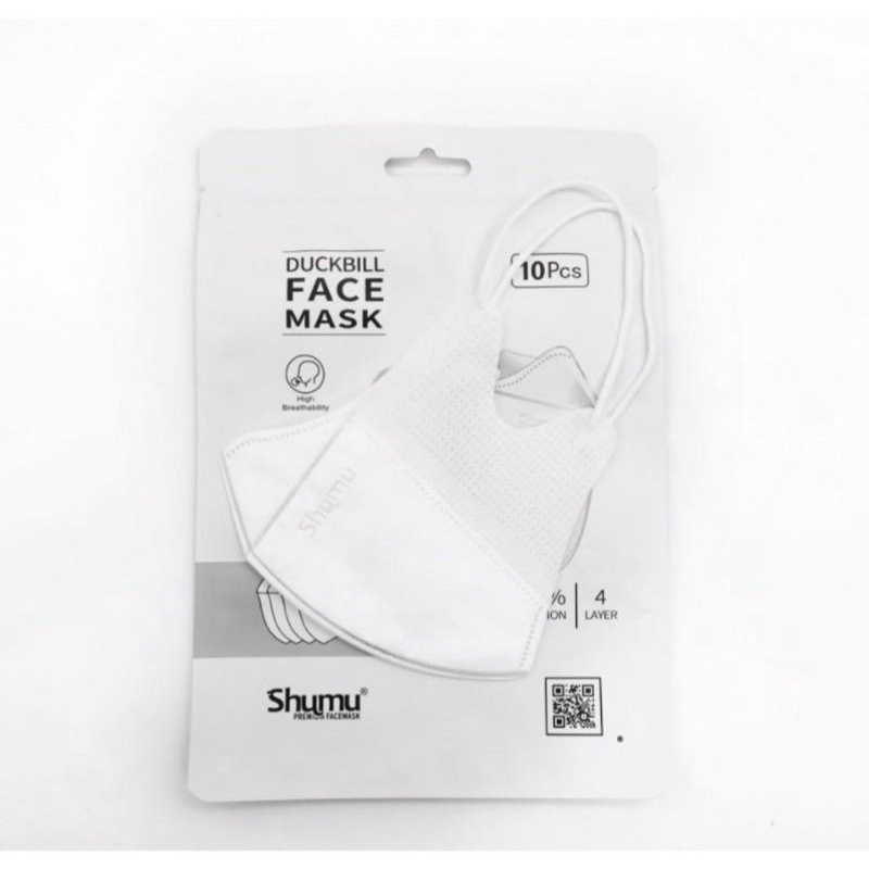 Masker Shumu Duckbill 4 Ply - Warna Putih/White, Hitam/Black dan Abu/Grey
