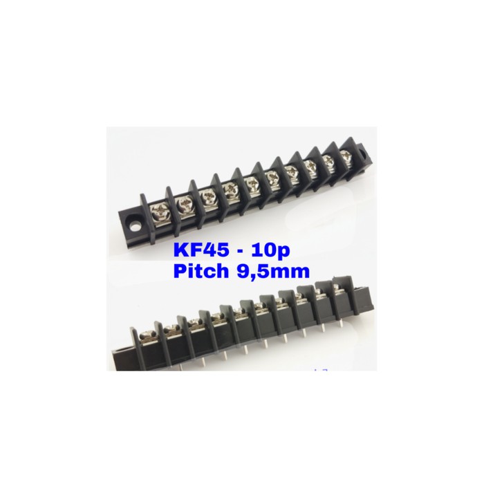 KF45 Terminal Block pitch 9.5mm  Hitam 10p PCB 9.5 mm 10 Pin p blok With Ears Kuping
