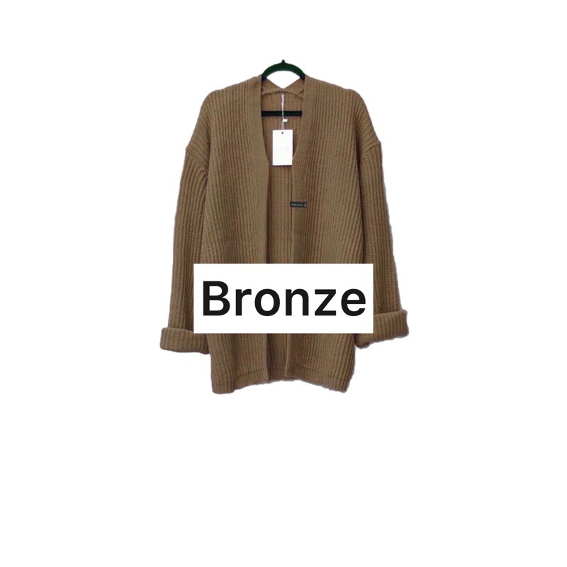 KARDIGAN RAJUT WANITA OVERSIZED / LOOCY POCKET CARDIE OVERSIZED PREMIUM-Bronze
