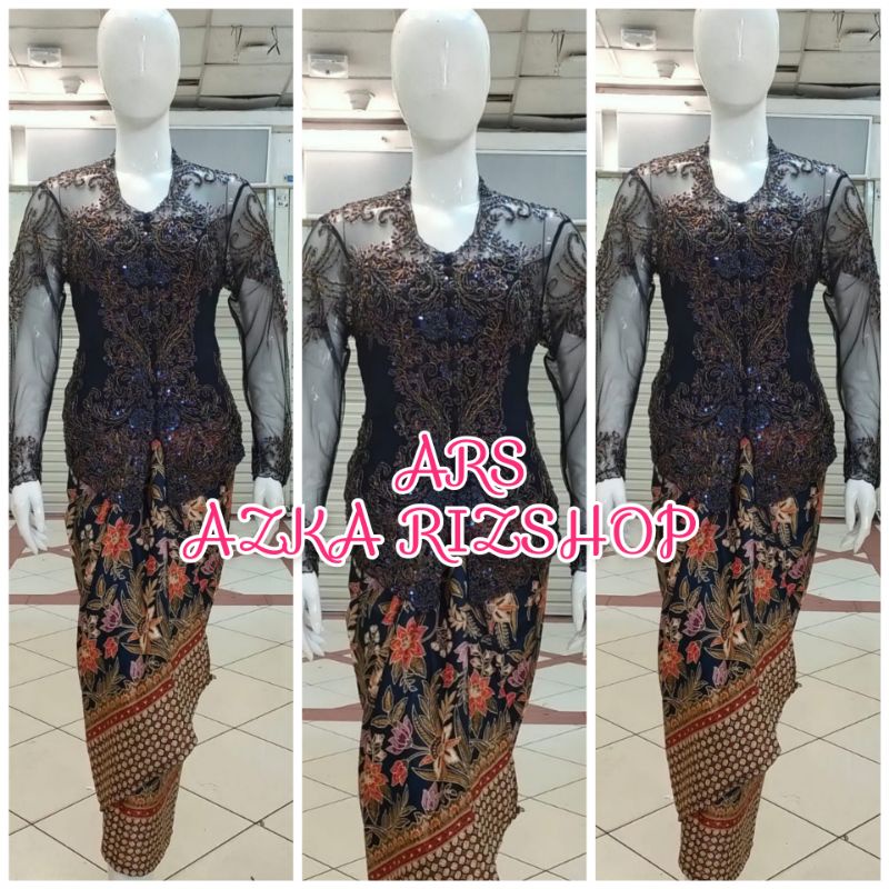 set kebaya pesta murah kebaya kerah sunda + longtorso dan rok prisket