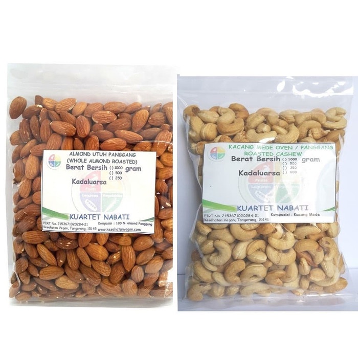 

504Omekho 500Gr Roasted Almond Utuh + 500Gr Roasted Mede Super Sulawesi Rasa Ori Jy60Jhh