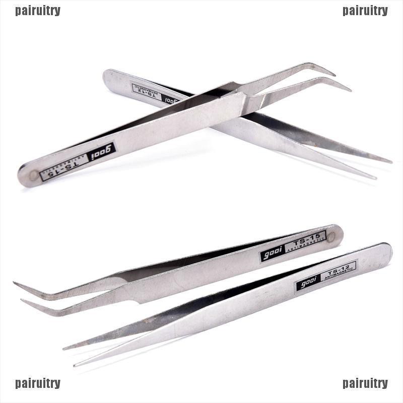 2 Pcs Pinset Pick Bulu Mata Bahan Stainless Steel Untuk Nail Art