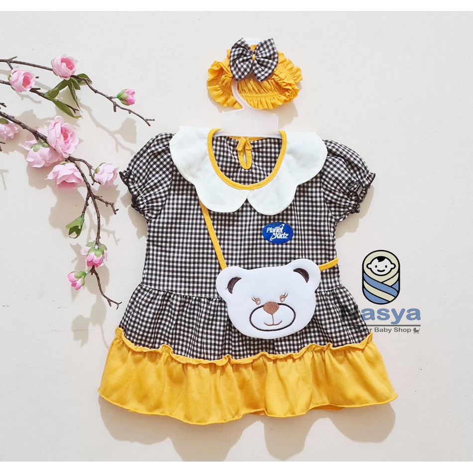 [ PROMO 7.7 ] [P-028] New Arrival Dress Bayi Motif Animal Lucu (0-6 bulan) Bonus Bandana