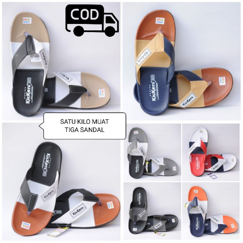 Sandal Jepit Pria Wanita 3 Warna Kulit Sintetis Premium Sol Karet COD Termurah Kasual Santai