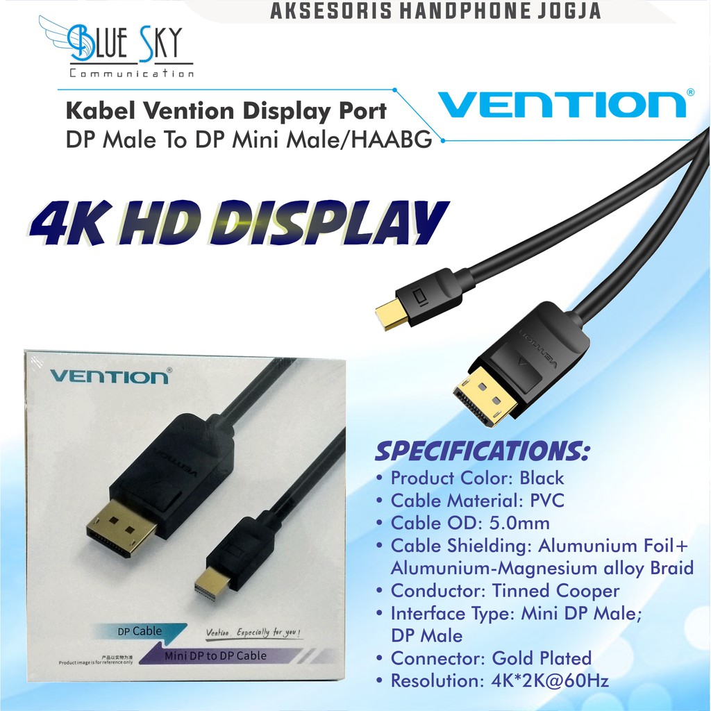 KABEL VENTION DISPLAY PORT DP MALE TO DP MINI MALE HAABG