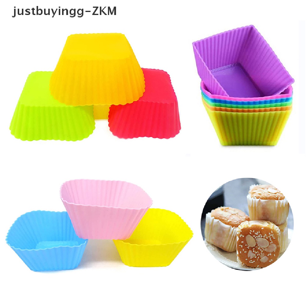 1 / 6PCS Cetakan Cupcake Muffin Bentuk Persegi Bahan Silikon Untuk Alat Dapur