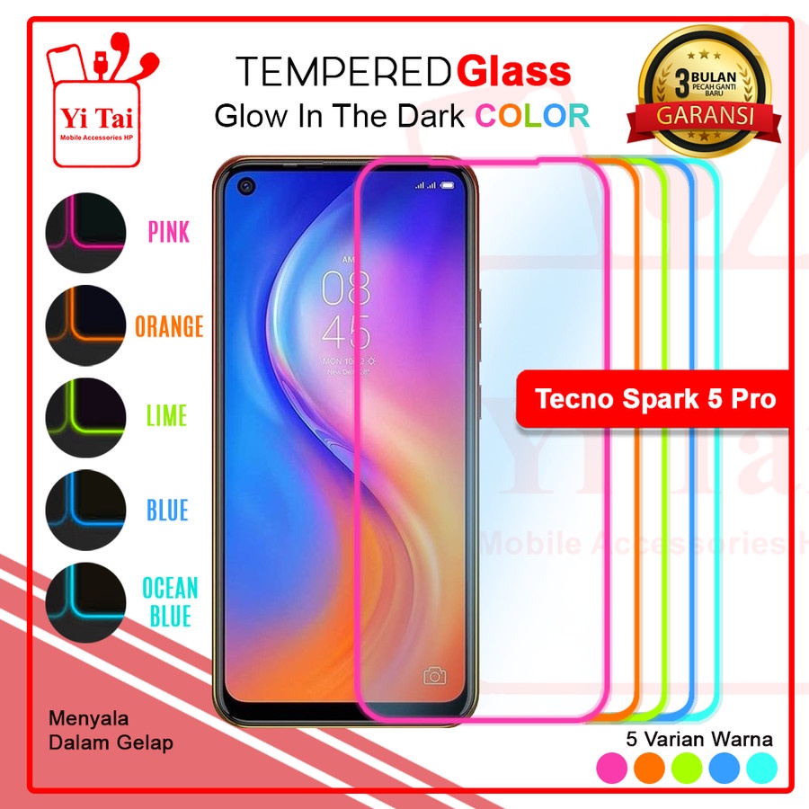 YI TAI TEMPER GLASS ANTI GORES SPY GLOW IN THE DARK TECNO SPARK 7/7 NFC SPART 7 PRO - BD