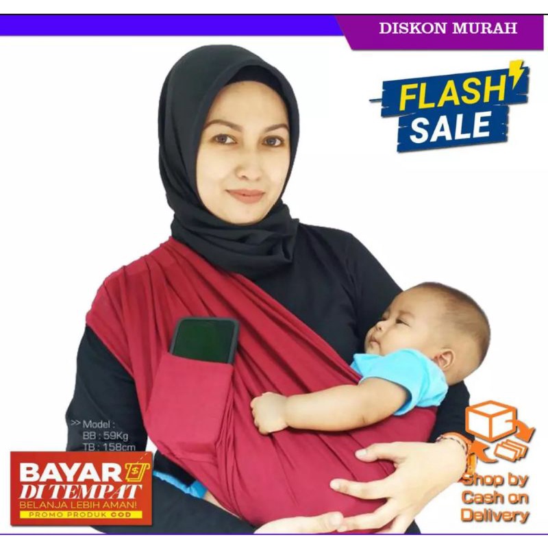 Gendongan Bayi Kaos Geos Ada Saku Anti Melar Allsize