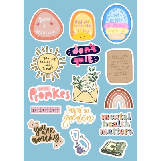 

[15 pcs] STIKER PROMKES SELF CARE SELF LOVE LUCU GLOSSY UNTUK HP, LAPTOP, JURNAL DLL