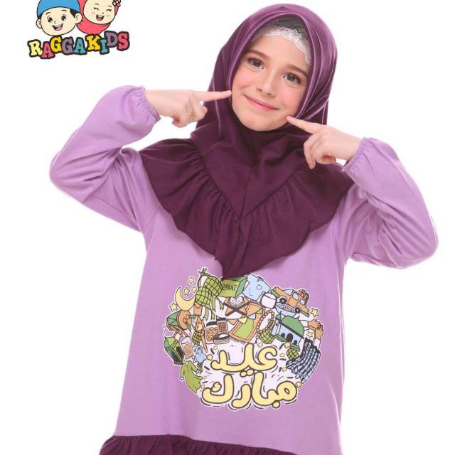 Raggakids jilbab khimar aisyah warna ungu tua