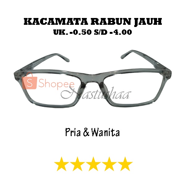 KACAMATA MINUS (-) UK. -0.50 S/D -4.00 FRAME ABU-ABU KOTAK KACAMATA RABUN JAUH UNTUK PRIA DAN WANITA NOCASE