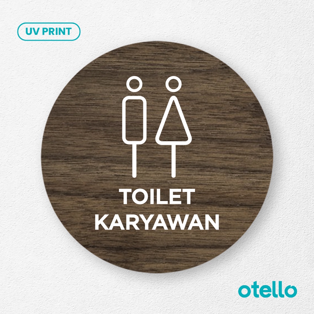 Otello Signage Toilet Karyawan WC Staff Pria Wanita Sign Board Kayu Wooden Label Ruangan Tag