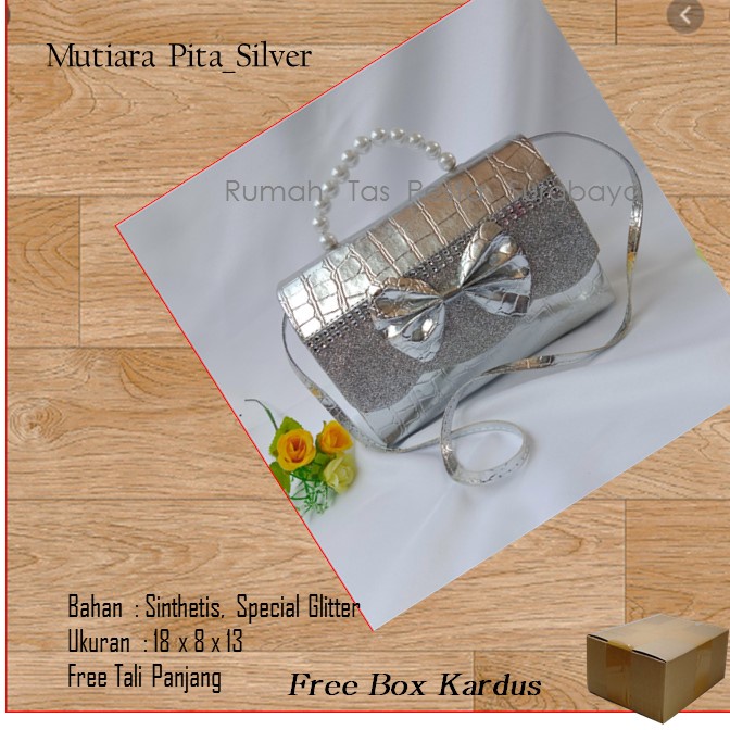 Tas Seserahan,Tas Souvenir,Tas Home Made ,Mutiara Pita_Silver