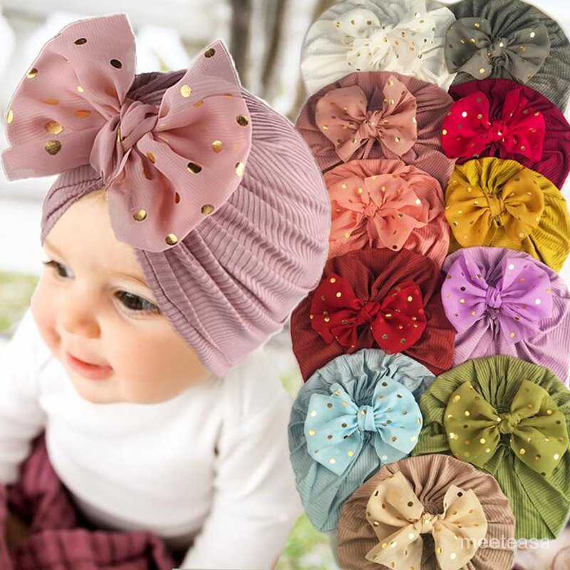 6pcs Soft Newborn Baby Lace Bow Knot Hats Headbands Headwraps Turban Boys Girls