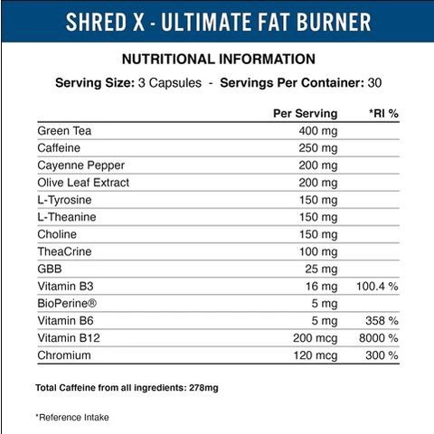 Applied Nutrition Shred X 90 Capsule Ultimate Fat Burner Black ABE Ori