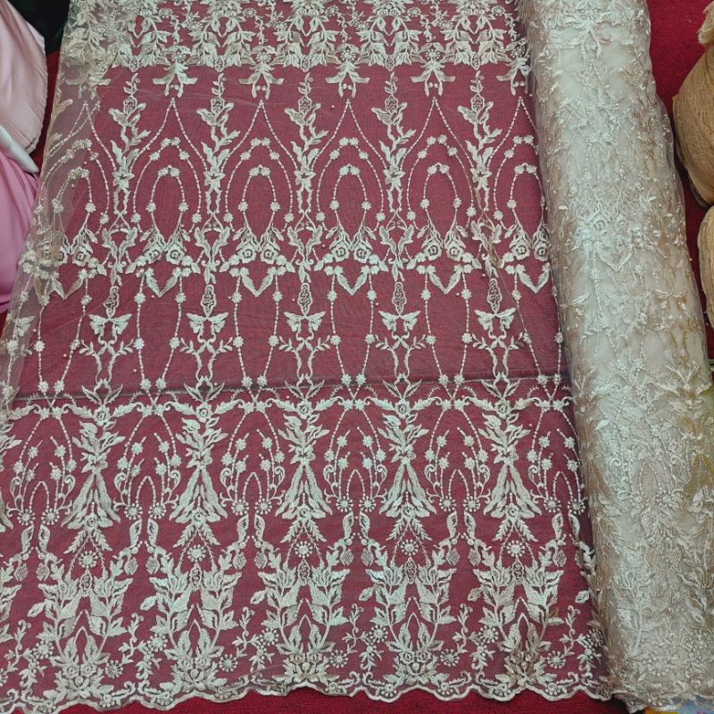 Kain Tile Lace Bordir Mutiara