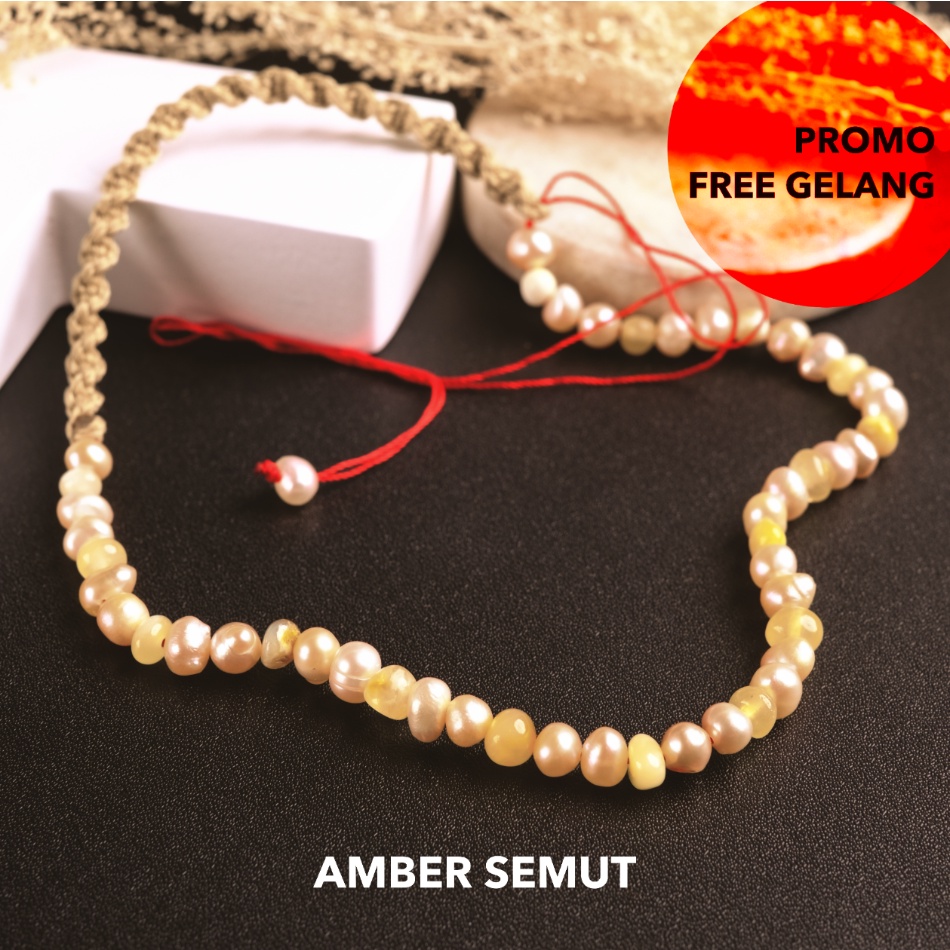 Kalung Amber Baltic Milk Glossy X Mutiara by Amber Semut