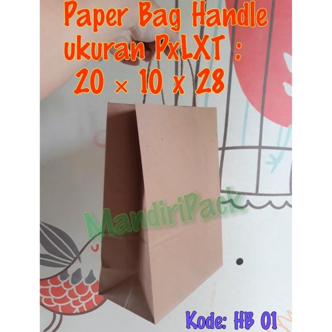 

Paper Bag Handle / Kantong Kertas Tenteng Hb01 Uk 20 X 10 X 28 Isi 25 Kode 265