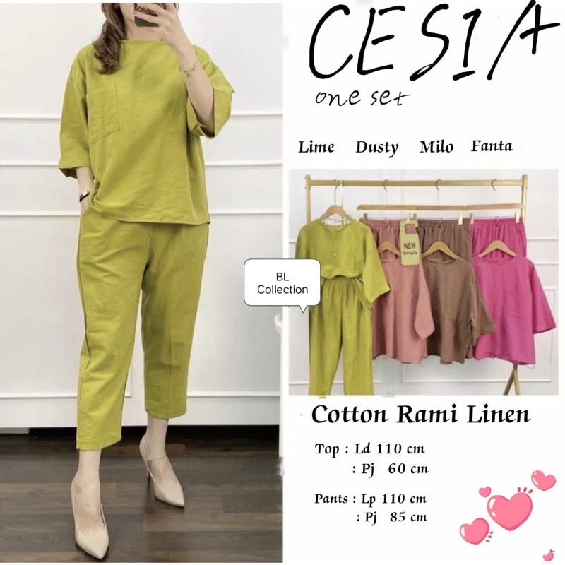 COZIE ONE set setelan wanita TERBARU , ( top + pants ) one set KATUN Linen premium   CESIA one set produk TERLAKU TERLARIS kekian  one set murah termurah