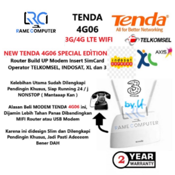 Tenda 4G06 4G-06 Modem 3G / 4G N300 Wi-Fi 4G VoLTE Router New Gen 4G680