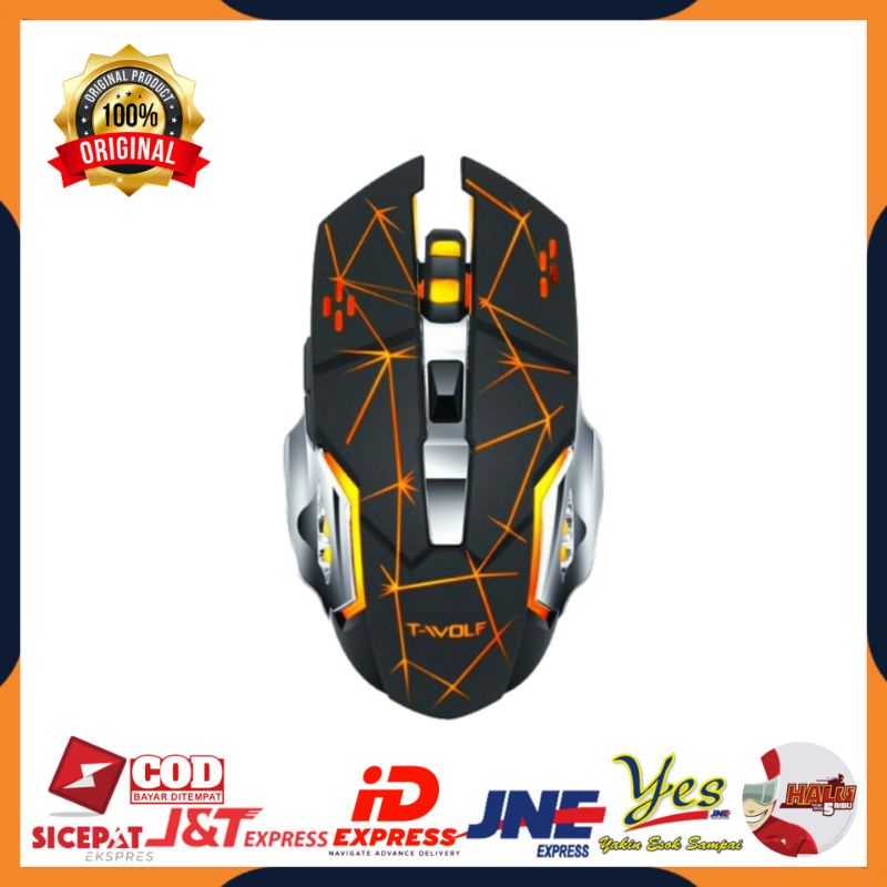 [COD] MOUSE GAMING WIRELESS LED T-WOLF Q13 RGB SILENT MOUSE TWOLF 6 TOMBOL / MOUSE WIRELES GAMING / MOUSE PAD GAMING ORIGINAL